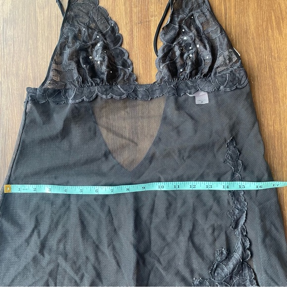 Victorias Secret Lace Lingerie Medium Nightgown Mesh Black Slip Y2K Babydoll - Picture 15 of 15